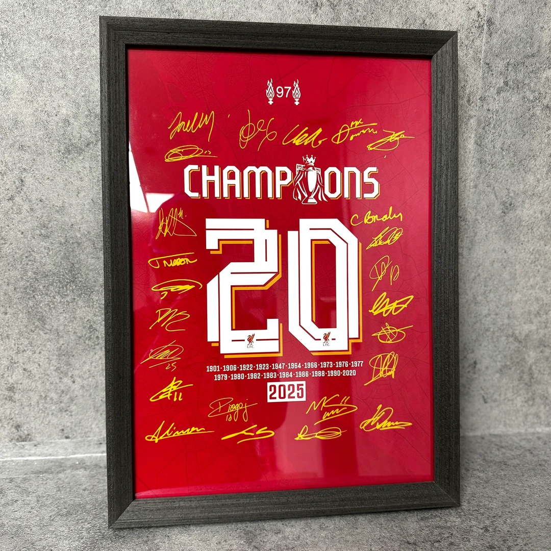 2025年利物浦20冠全队签名款实木装饰相框照片墙桌摆挂框摆件壁画