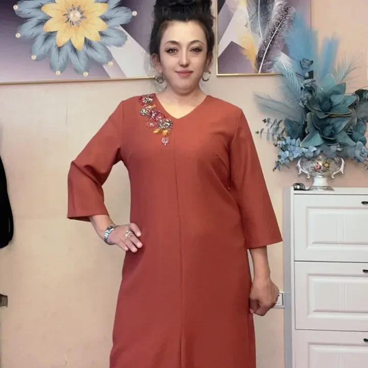 女士大码直筒连衣裙时尚舒适加大加宽适合胖妈妈夏季女装