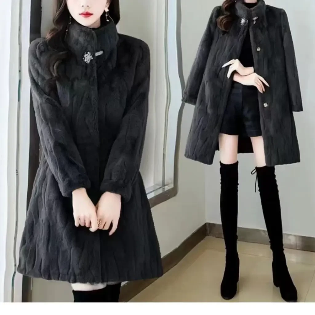 花花/2627-贵妃diao大衣女中长款高端冬季大衣外套