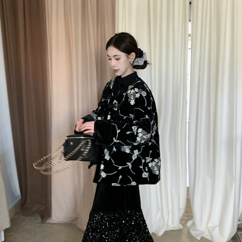 Cute Club 2024冬季新款甜美风国风刺绣棉服外套宽松百搭保暖棉衣