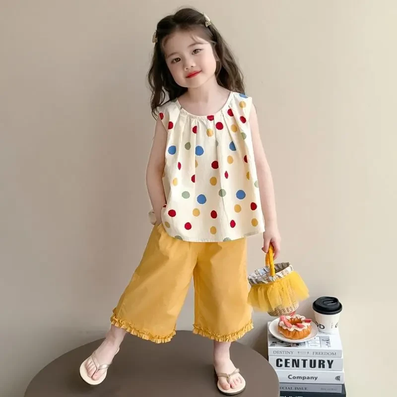 女童夏季套装2025新款洋气儿童衣服女宝宝夏装背心薄款裤子两件套