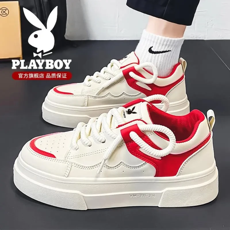 花花公子板鞋子男款爆款2025新款冬季潮流百搭男情侣复古厚底老爹