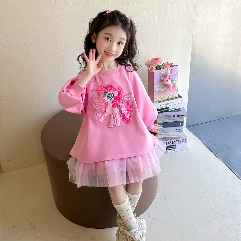 女童春秋小马裙子春装2025新款儿童洋气春季连衣裙宝宝亮片公主裙