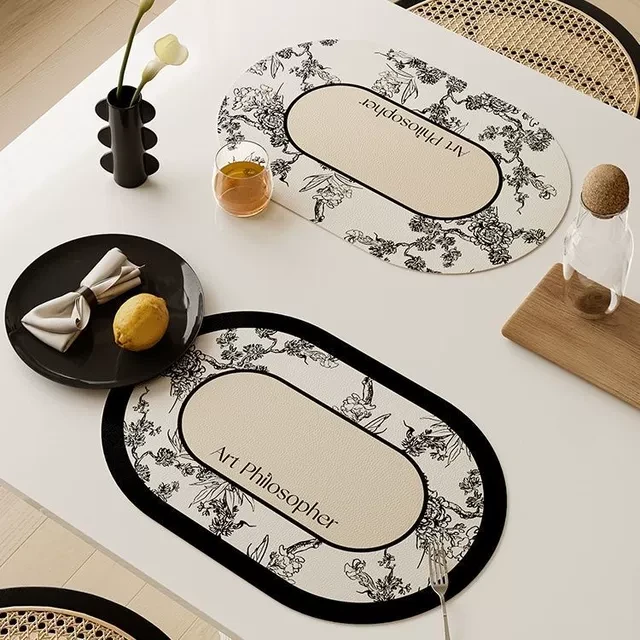 新中式餐垫仪式感高级吸水防滑防尘杯垫免洗可擦隔热餐盘碗碟垫