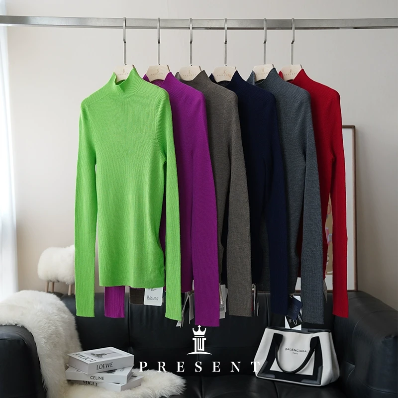 老宝娘家丨J*C匠心小高领无缝羊毛衫打底套头针织衫25春款女