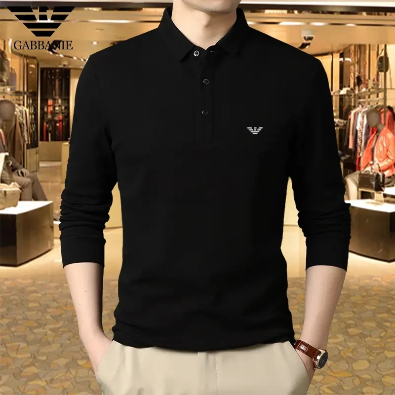 专柜正品100%纯棉长袖T恤男士秋冬季新款商务休闲打底翻领POLO衫