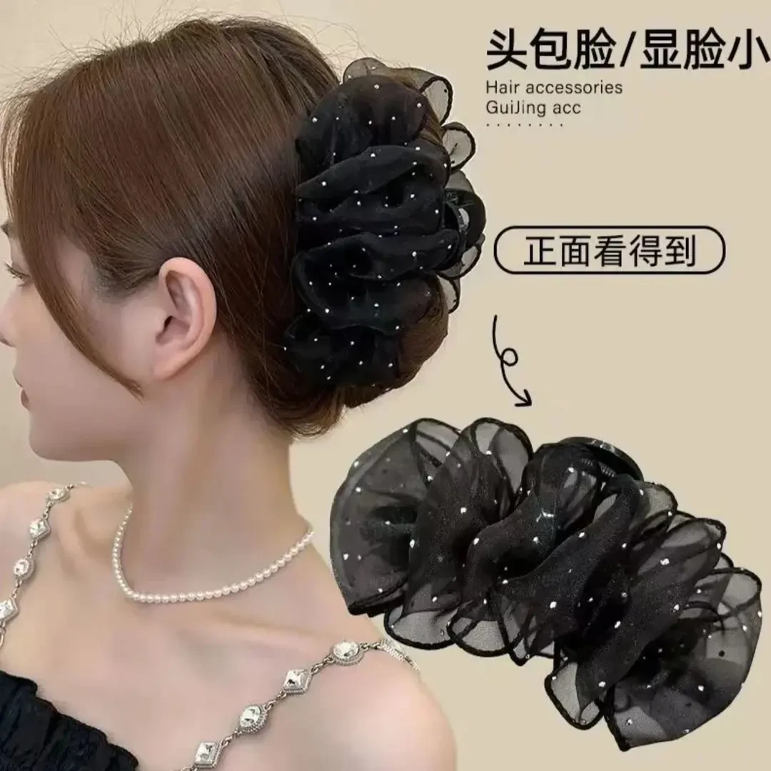 2025时尚春夏新款甜美百搭蓬松女孩云朵泡泡满钻抓夹