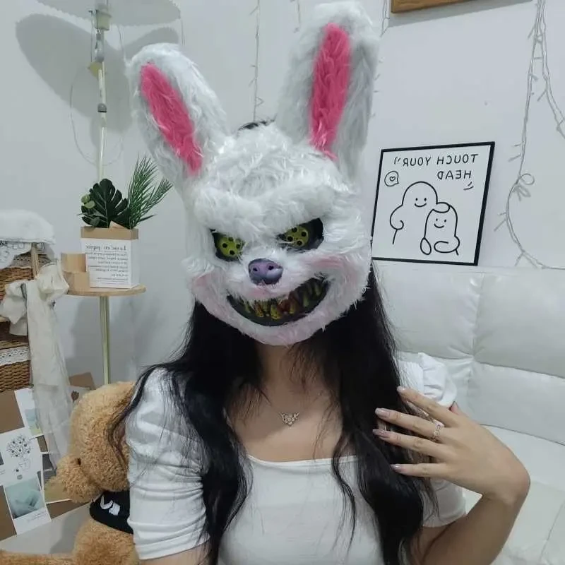 【咕噜】万圣节面具血腥兔子恐怖鬼屋吓人拍照道具化妆舞恶魔全脸