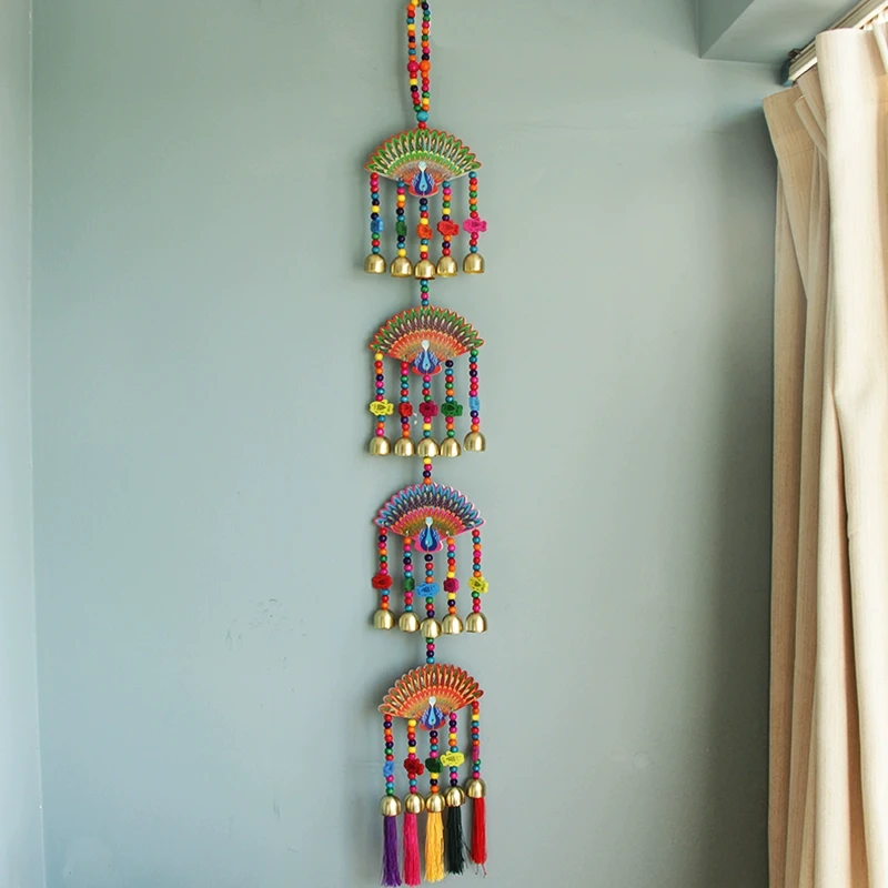 风铃挂饰门饰20铃彩绘木板孔雀挂饰阳台客厅窗户装饰风铃家居装饰