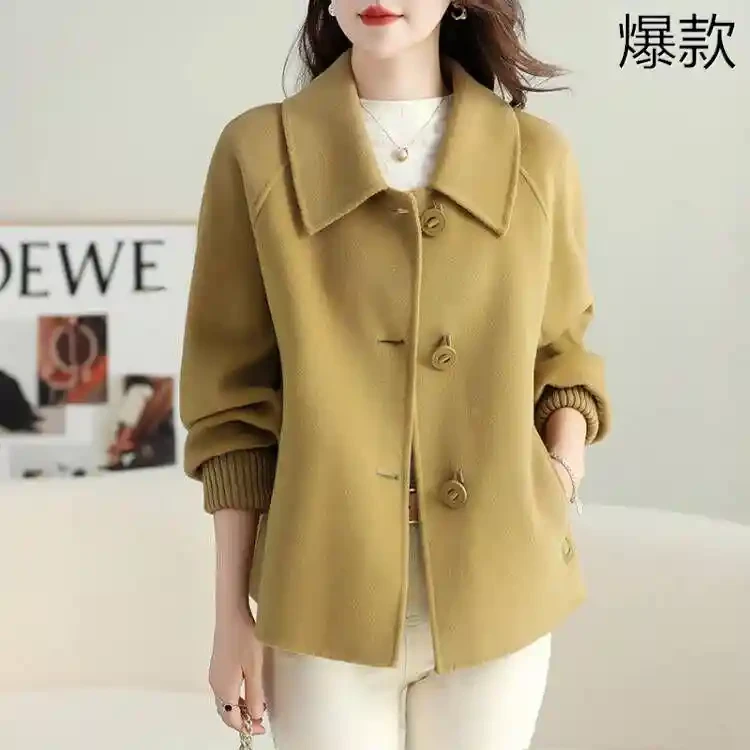 双面绒大衣女士秋冬毛呢外套高端时尚百搭小个子短款双面呢上衣潮