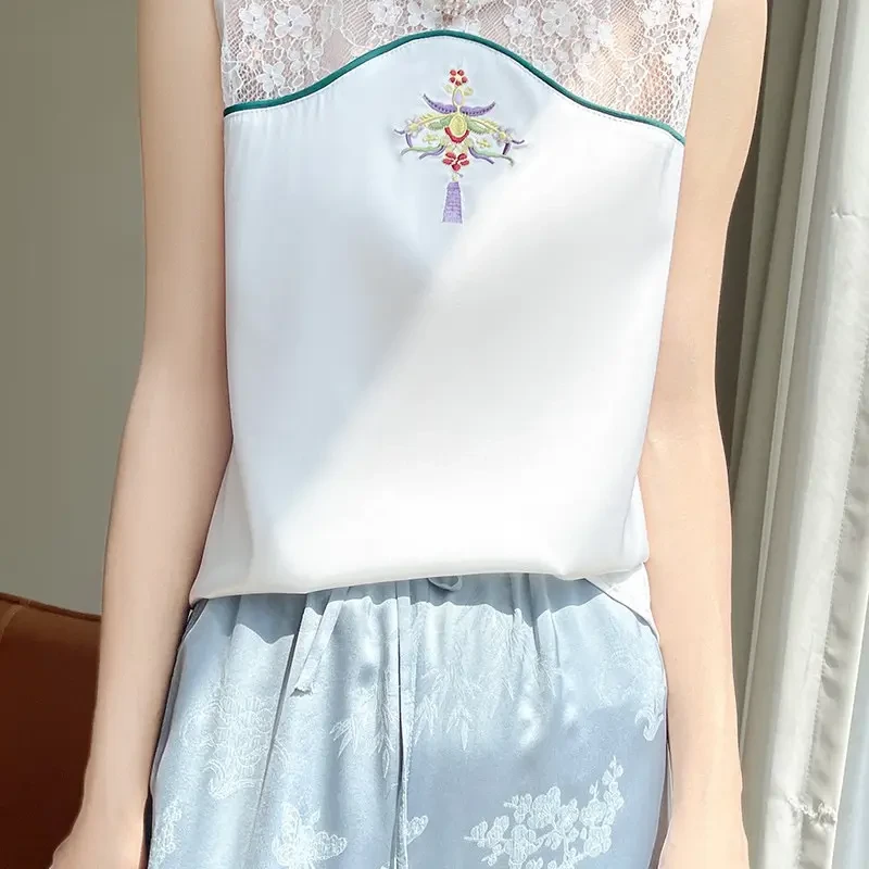 女士复古蕾丝透视刺绣短袖上衣优雅百搭多尺码设计