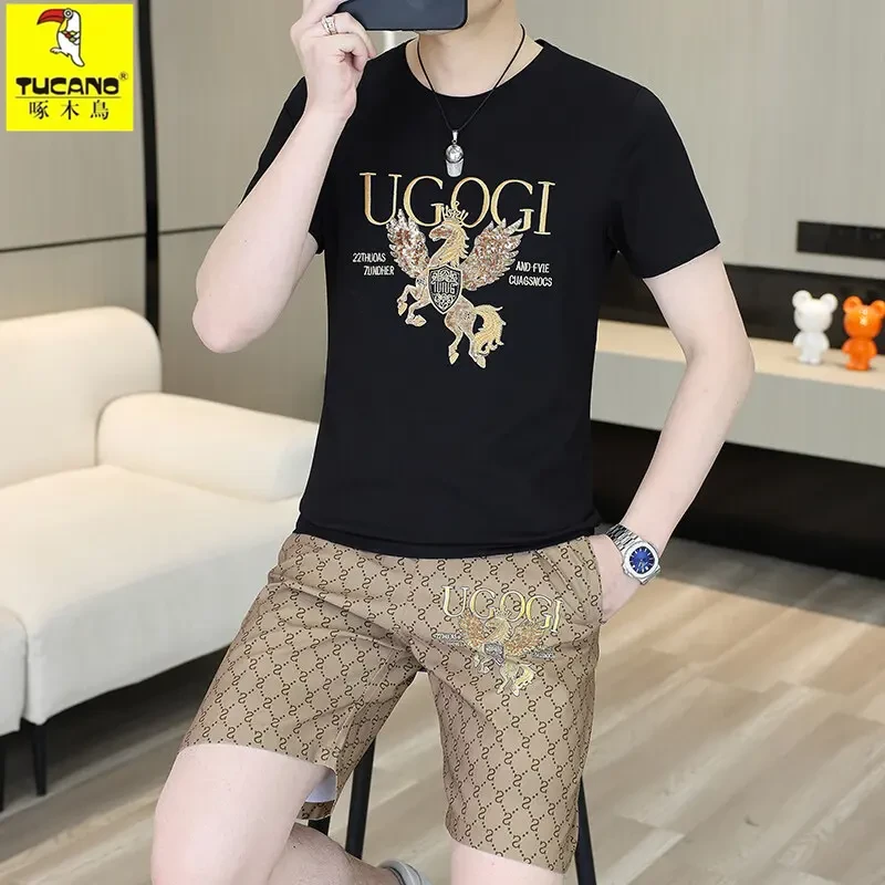 TUCANO/啄木鳥/2025夏季新款欧货圆领短袖休闲五分裤时尚运动套装