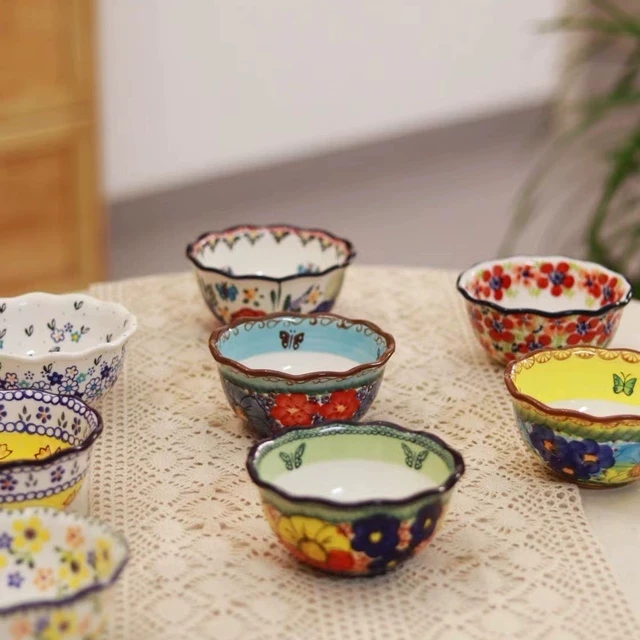 浪漫与歌 | 出口韩国手绘波兰高温瓷风家用陶瓷米饭碗小汤碗新品