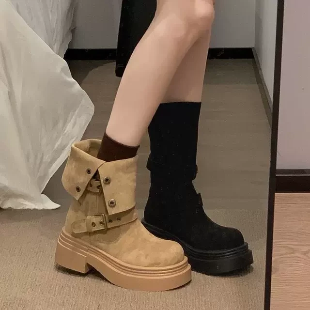 美拉德厚底英伦风增高马丁靴女款2025新款入秋冬显瘦爆款短靴子潮