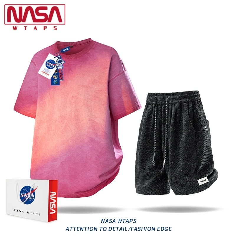 NASA WTAPS休闲运动套装速干耐污上衣男款夏季潮吸湿排汗重磅短袖