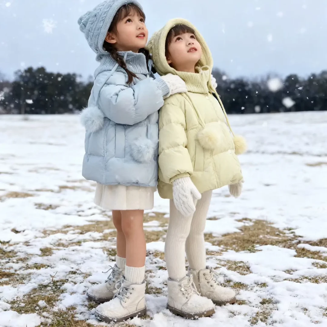 韩系女童森系加绒加厚棉服外套保暖棉袄冬装碎花连帽上衣