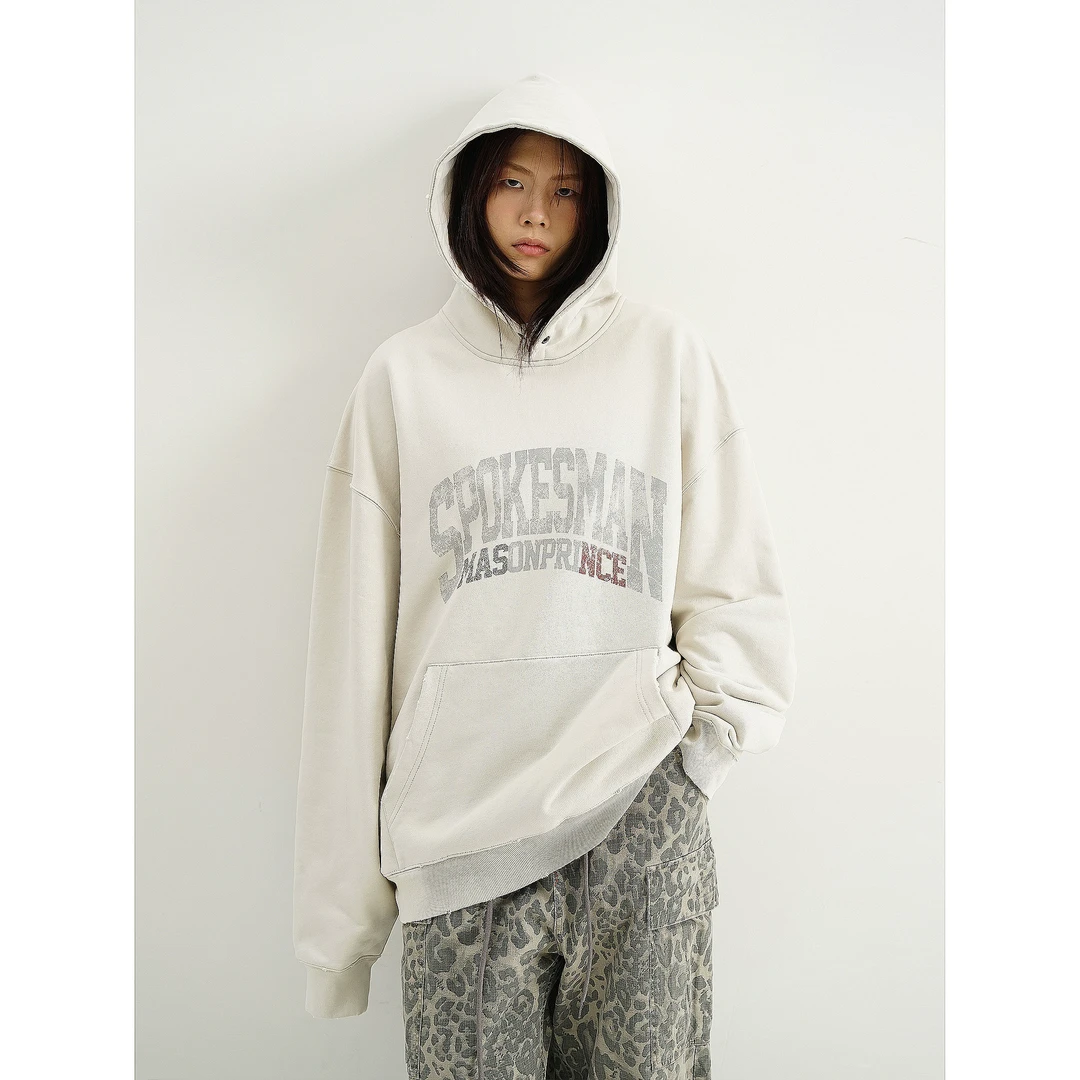 MASONPRINCE*代言人系列 三色雪花纹460G仿白墨印花连帽卫衣