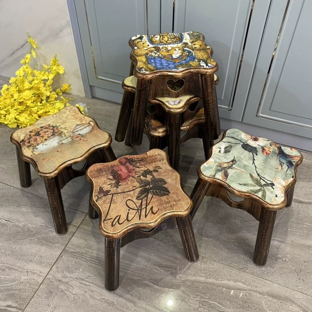 欧式木质凳子北欧实木方凳家用儿童凳 换鞋凳 美式茶几凳26厘米高