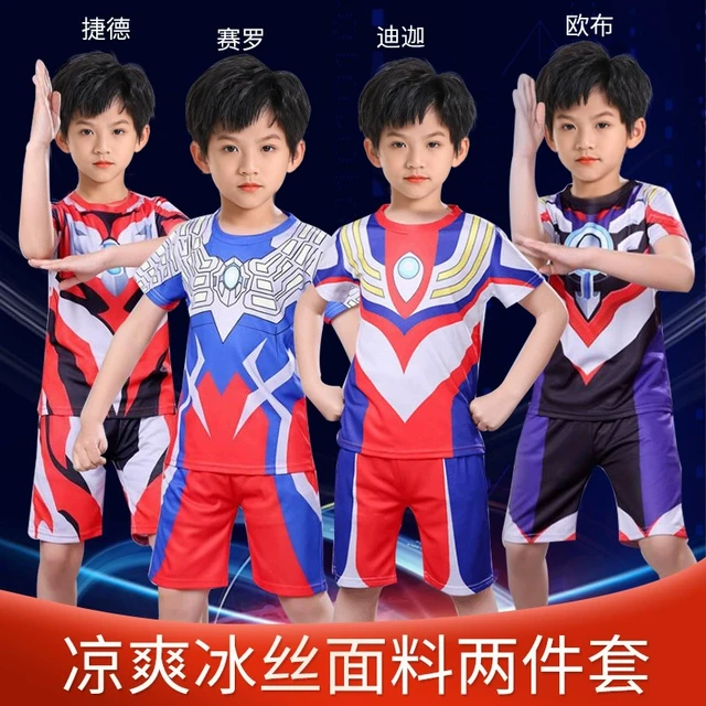 六一节奥特曼衣服男童短袖T恤套装夏季迪迦赛罗儿童角色演出服女