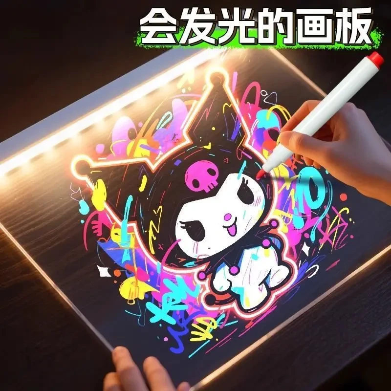 【会发光的画板】儿童发光手绘画板可擦DIY透明亚克力学习板小夜灯