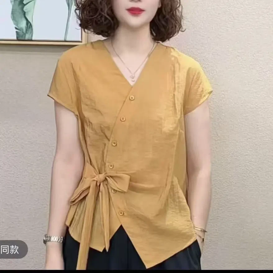 【气质轻奢】夏季新款时尚洋气百搭减龄显瘦女短袖气质T恤上衣