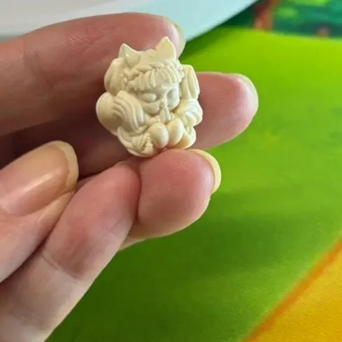 猛犸牙雕刻九尾狐配饰冰料精雕上下孔精美小巧支持复检