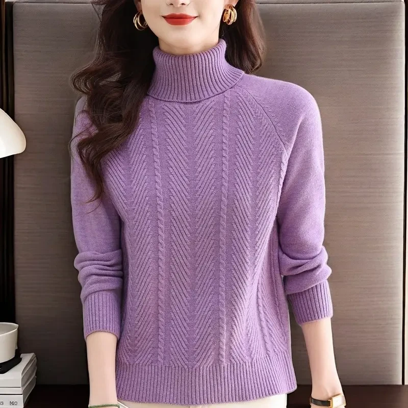 纯100羊绒衫针织上衣2025年秋冬高领洋气百搭中年妙龄毛衣女羊毛