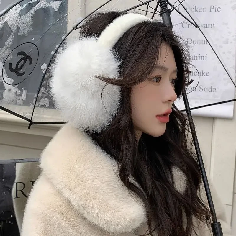 白色可爱毛绒耳罩女冬季韩版百搭保暖耳套耳包骑行加厚防寒耳捂子