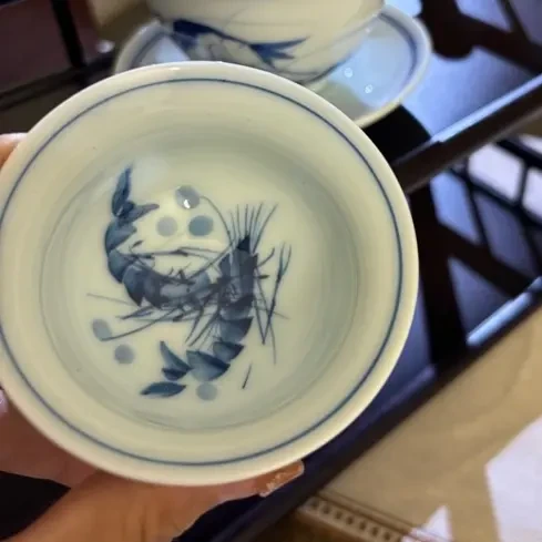 青花釉里红主人杯高档品茗杯功夫茶具家用单杯茶杯