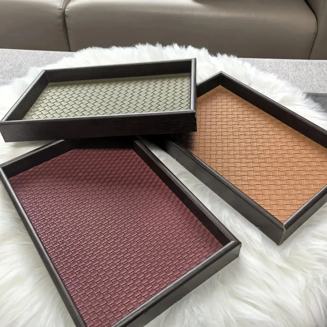 轻奢家用托盘高级皮革底托盘客厅桌面托盘高颜值高品质时尚托盘