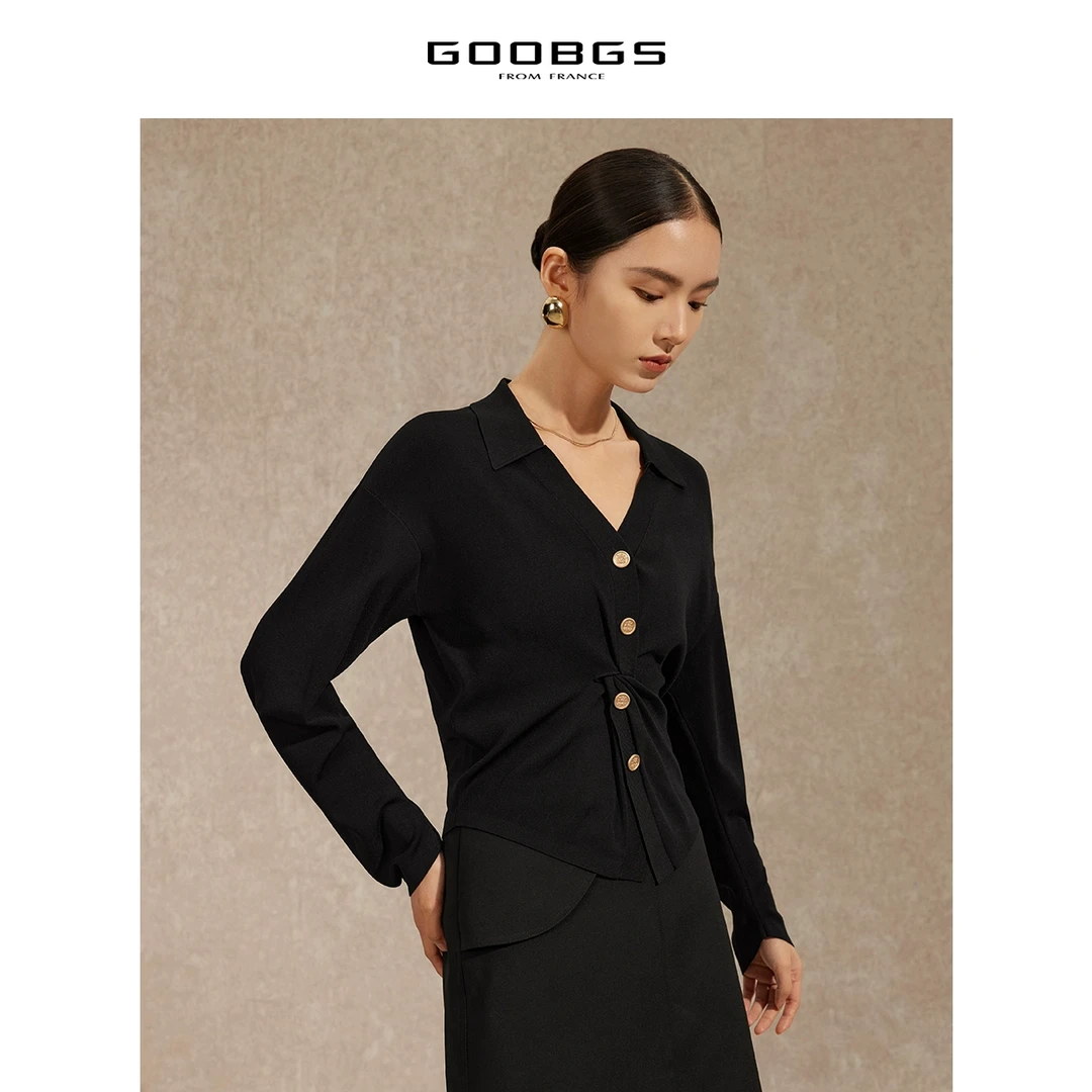 【谷邦L+】谷邦GOOBGS 黑色V领套头毛衫 G2371743