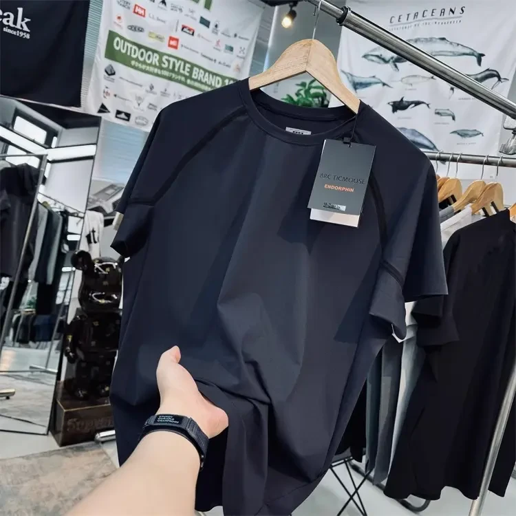 大码300斤无痕压胶凉感降温四面弹男士夏季运动户外速干衣短袖T恤