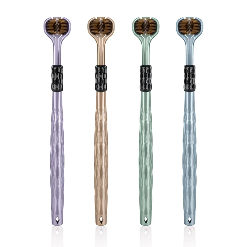 【发12支】三面牙刷款家用细丝软毛深层清洁3D高档家庭装宽头