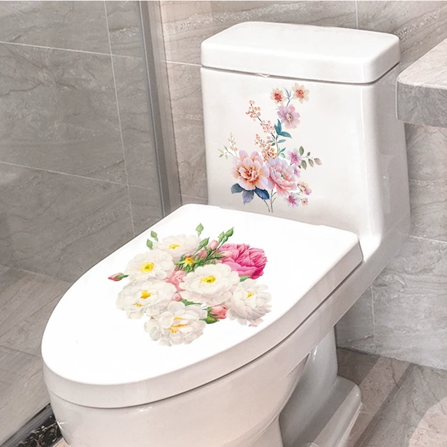 马桶贴纸卫生间创意3d立体植物花卉轻奢翻新马桶盖贴画装饰新品