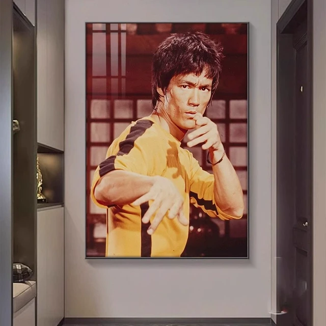 功夫巨星李小龙挂画截拳道散打励志装饰画武术馆健身房动作片壁画