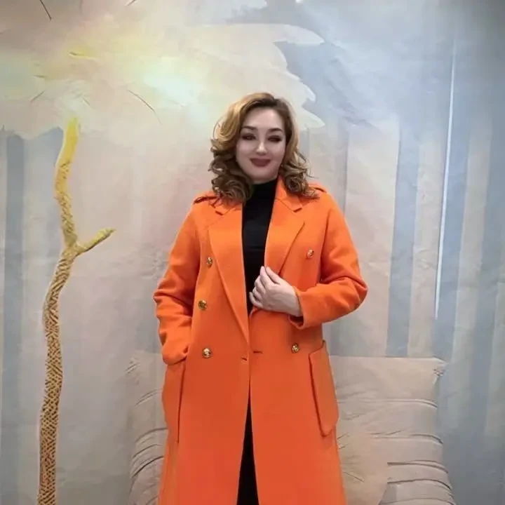 秋冬新款韩版西装领双面中长款气质显瘦大衣新号福利福利01