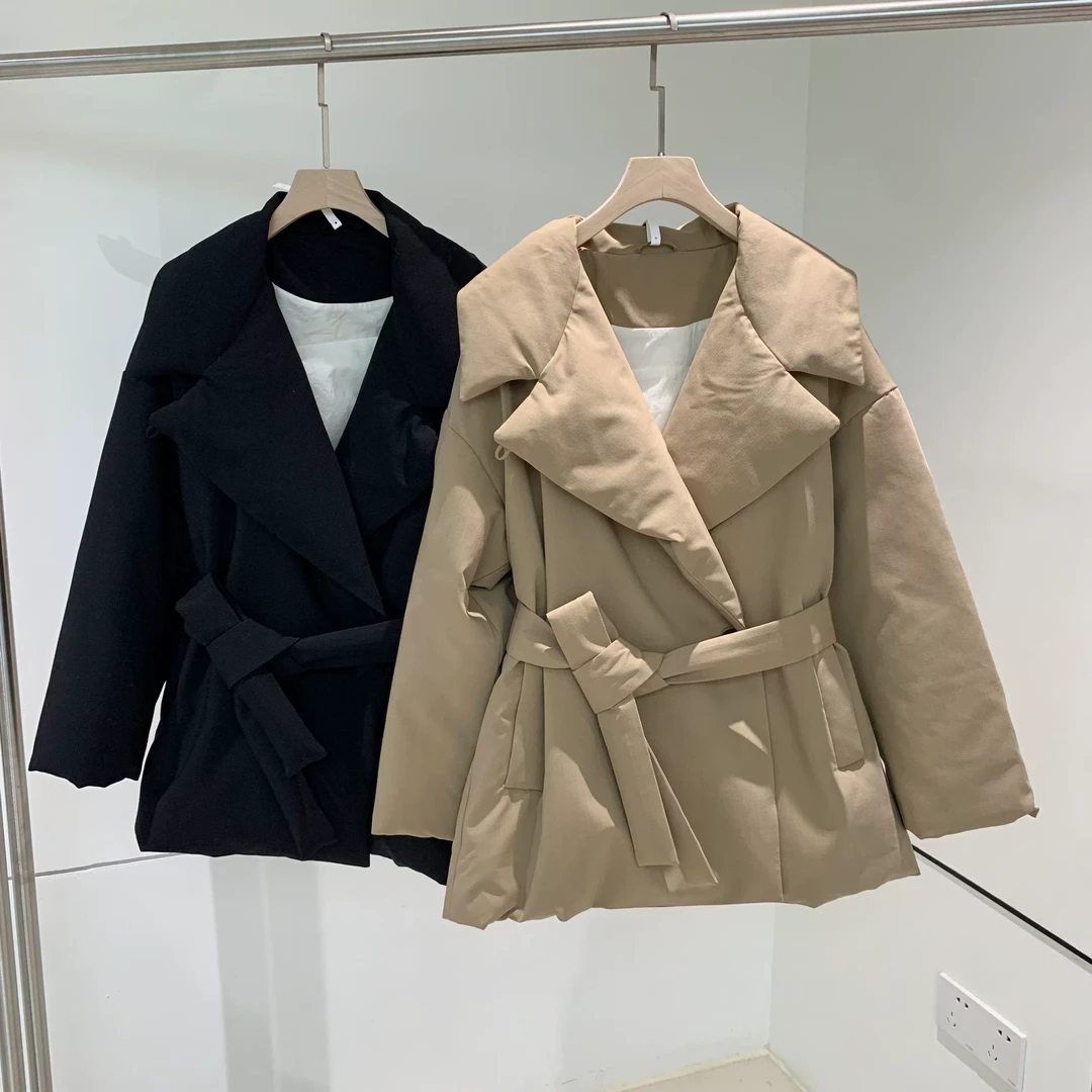 1-19 G1115 西装式廓形短款系带羽绒服YRF