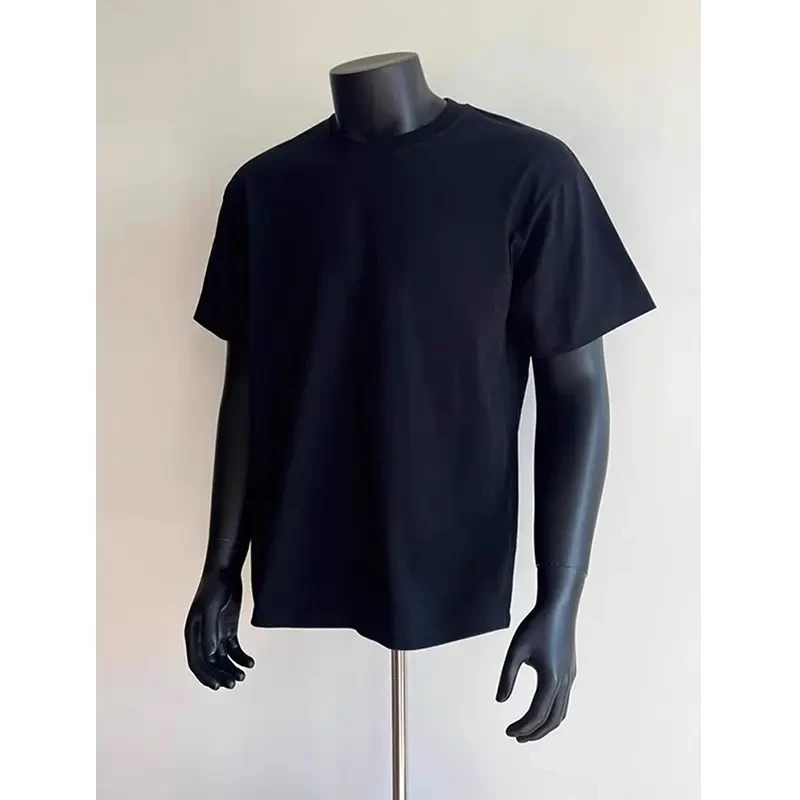 小领口纯棉黑色短袖T恤男夏季基础款内搭打底体恤美式重磅半截袖