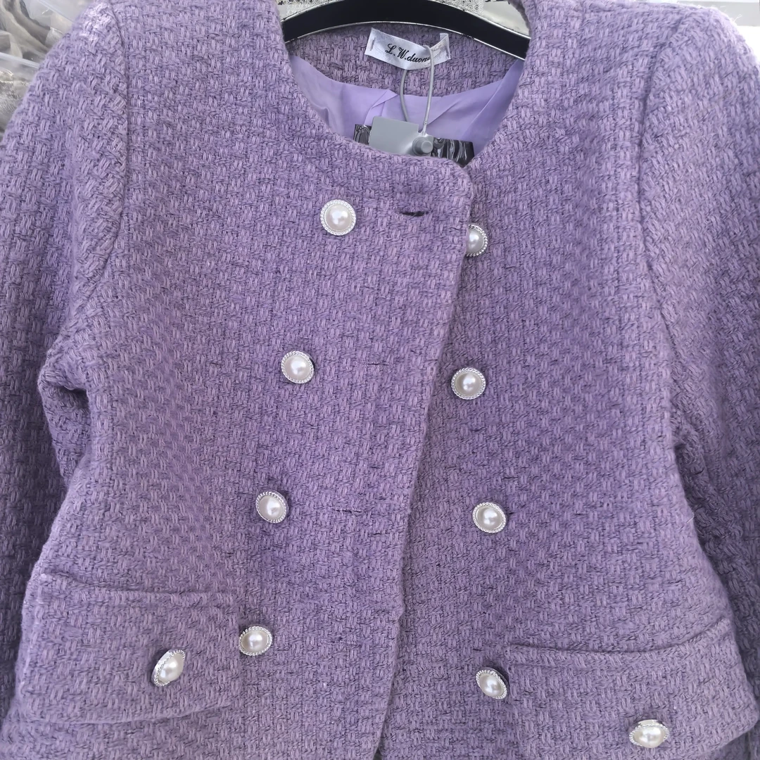 秋冬时尚白鸭绒澳绒小香风加厚保暖外套女新款