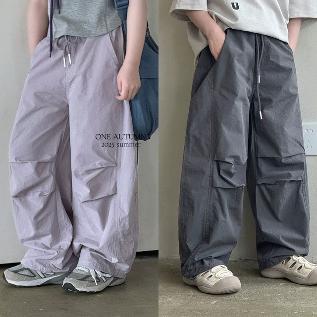 一秋妈2025夏季新款女童美式工装裤宽松阔腿裤中大儿童超好看裤子