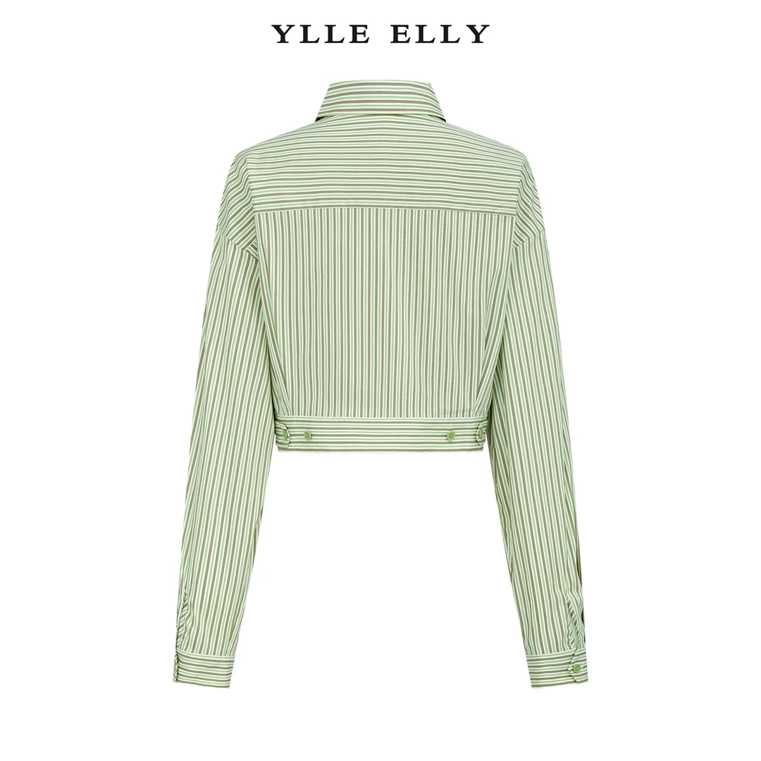 【小北专属】条纹衬衫2024春新款棉字母印花复古衬衣Y311308239