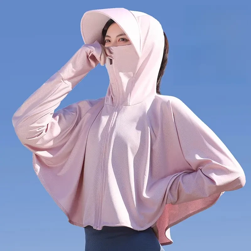 冰丝防晒衣罩女新款短款夏季防紫外线长袖薄款罩衫外套骑车防晒服