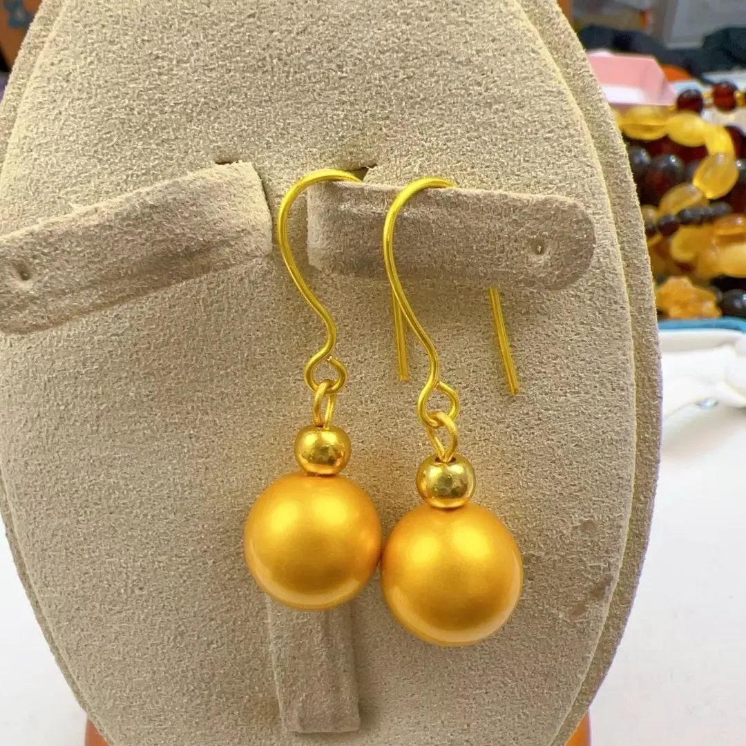 铜合金仿珍珠耳饰 铜合金有球必应磨砂拉丝耳环女时尚轻奢ins风