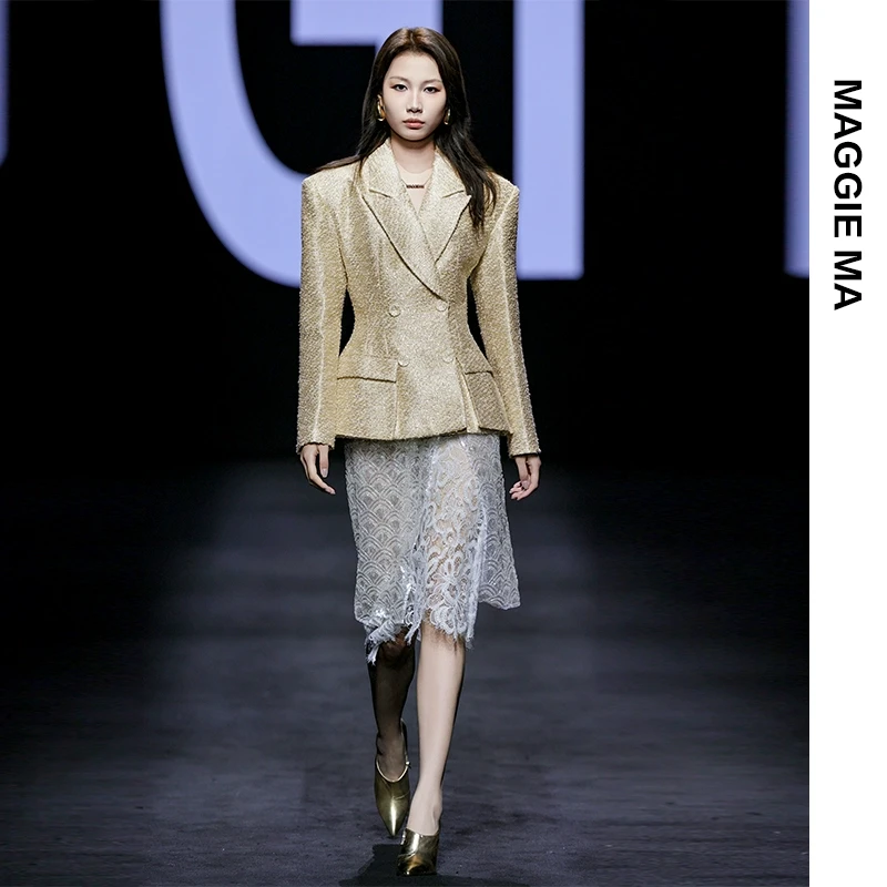 MAGGIE MA马婧设计师款精致轻奢百搭金属丝气质女神西装外套859C