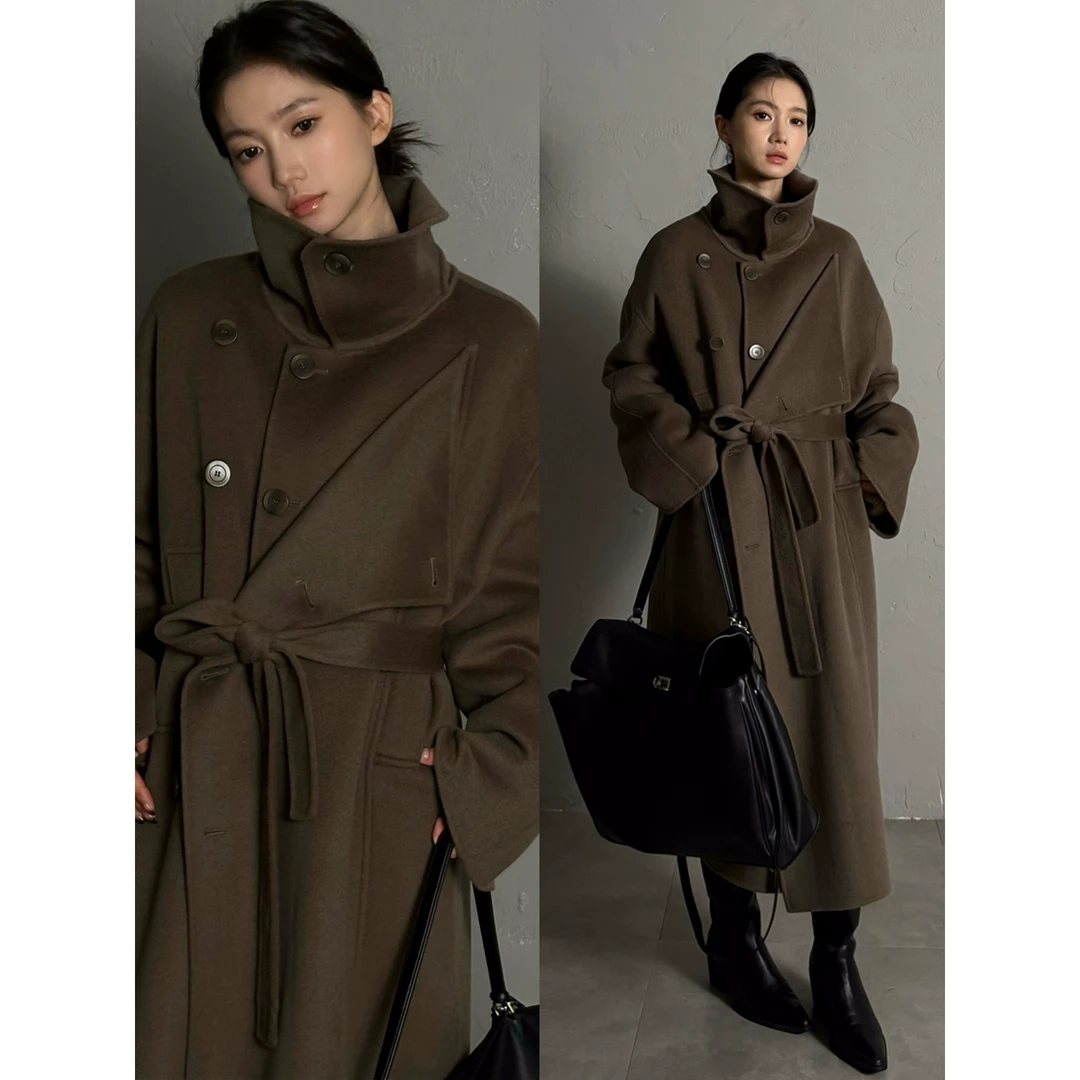 cunblvd常存 100%羊毛双面呢外套线条感松弛慵懒经典百搭廓形大衣