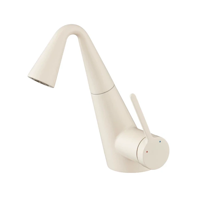 德国奶白色全铜抽拉面盆冷热水龙头卫生间洗脸盆浴室柜洗手盆龙头