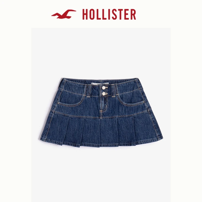 Hollister25春美式Y2K辣妹Miu系百褶裙裤牛仔裙女装KI343-5144