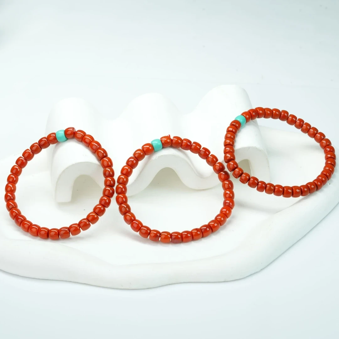 【小北好物】南红单圈老型珠手串约4*6mm【多样性发一件】QH258X25