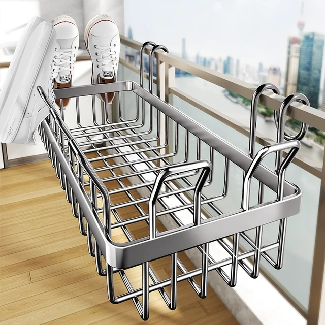 阳台晾鞋架晒鞋子神器防盗窗护栏杆窗外晾衣架窗户凉鞋晒鞋架挂钩