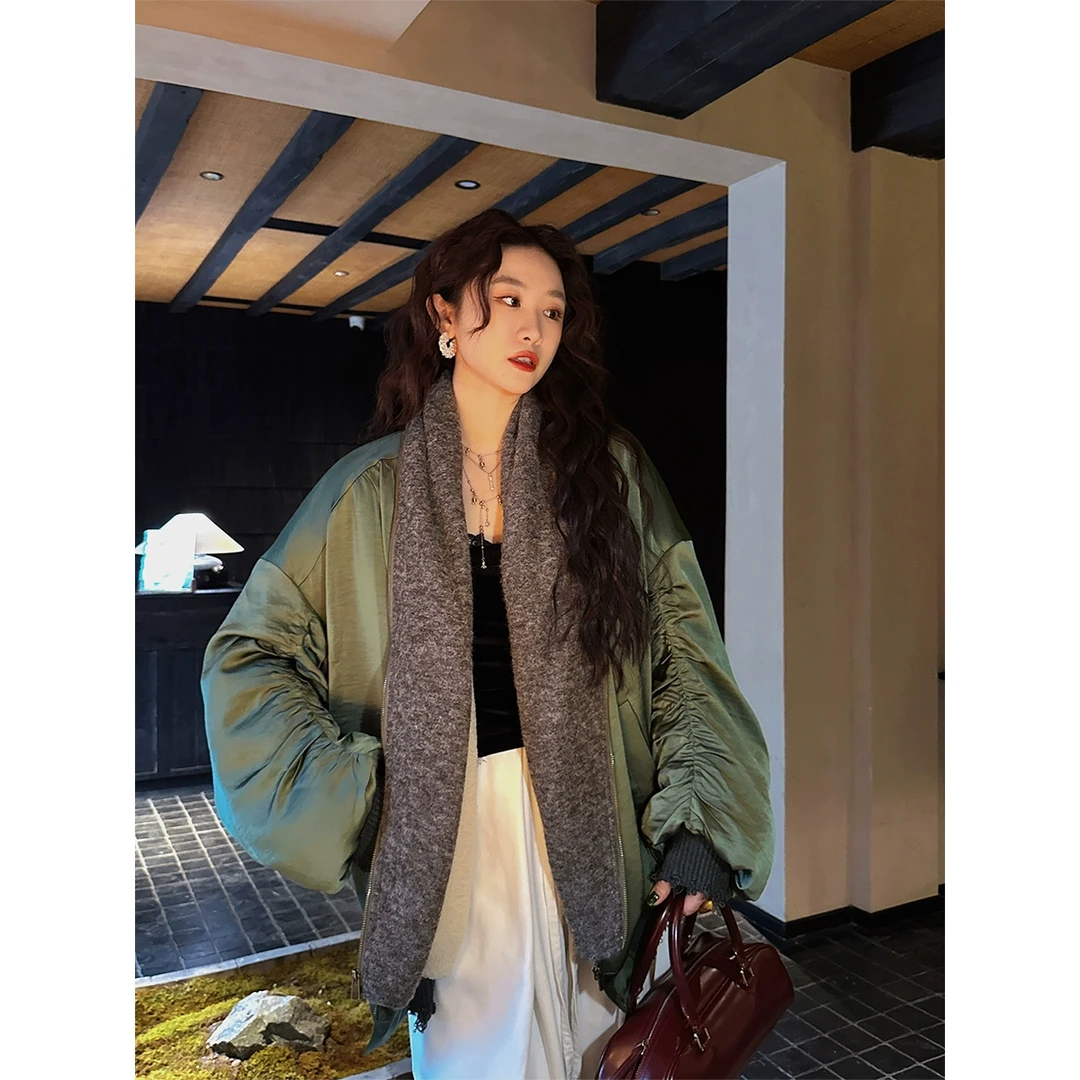 三吉黑花【暮山归】新中式秋冬新款女装棉服外套今年流行飞行夹克